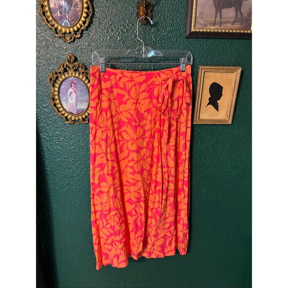 J Crew Wrap Midi Skirt in Guava Fresh Cantaloupe Women's Small - Picture 2 of 5